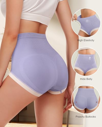 Women's High Waisted Underwear Tummy Control Ladies Panties Postpartum Briefs Breathable Full Coverage 4 Pack3