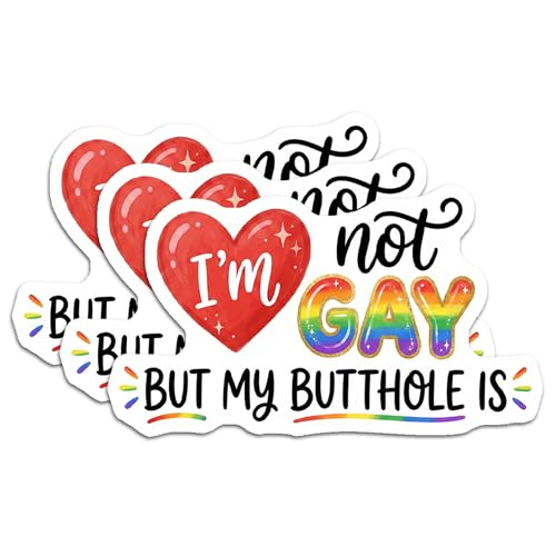(3Pcs) I'm Not Gay But My Butthole is Sticker, I'm Not Gay Sticker, Gay Stickers, Funny Adult Gay Gift -Vinyl Decals for Tumblers, Laptops, Phone Case, Notebook, Decals Gifts for Her Him (3 inches)