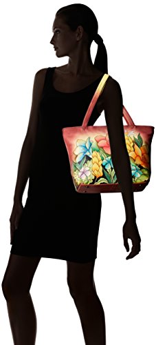 Anna By Anuschka Womens N157Genuineleatherconvertible Large Tote Hand-Painted Original Artwork,Mediterranean Garden,Large #TOP6