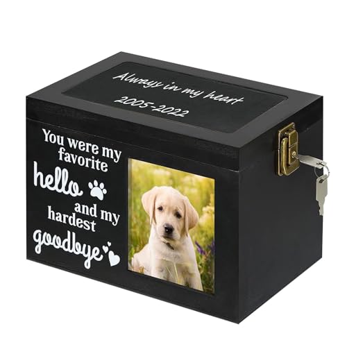Boîte à cendres pour animaux domestiques - Porte-souvenirs - Cadre pour photo commémorative | Élégante urne de rangement fabriquée à la main, boîte en bois, pièce design pour chien, chat,