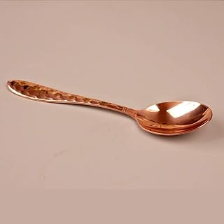 Copper Spoons, 99.9% Pure Copper Long Soup Spoons, Durable Dessert Spoons,Table Spoon Use for Home, Kitchen and Restaurant (One pretend)