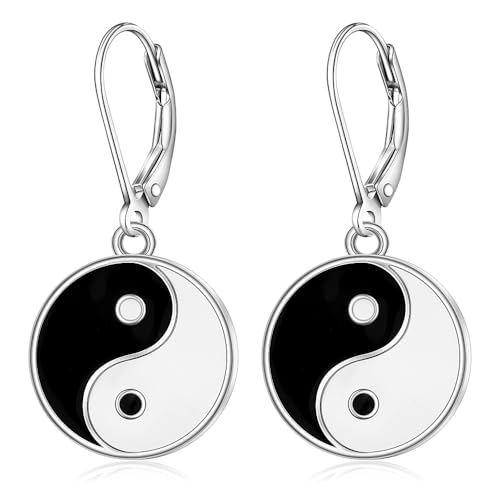 Yin Yang Earrings for Women Sterling Silver Yin Yang Earrings Dangle Jewelry Gifts for Birthday Leverback