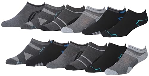 JAMES FIALLO Mens 12-pack Low Cut Athletic Edgy Monochrome Urban