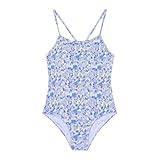 Ewbob Girls One Piece Swimsuit Quick Dry Swimwear with UPF 50+ Crossback Adjustable Straps Beach Bathing Suit for 5-14 Years(C18-004)-LightPurple-9-10Y