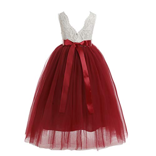 Glamulice Sleeveless Flower Girl Dress A-Line Straight Tutu Tulle Backless Princess Puffy Lace Dresses Fancy Party Gown2