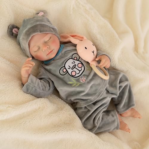 Thorugod Reborn Baby Dolls - 18 Inch Realistic Newborn Baby Dolls Sleeping Boy, Soft Vinyl Full Body Baby Dolls Toy for Kids Age 3+