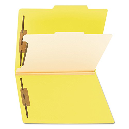 Smead 13704 Top Tab Classification Folder One Divider Four-Section Letter Yellow 10/Box #TOP3