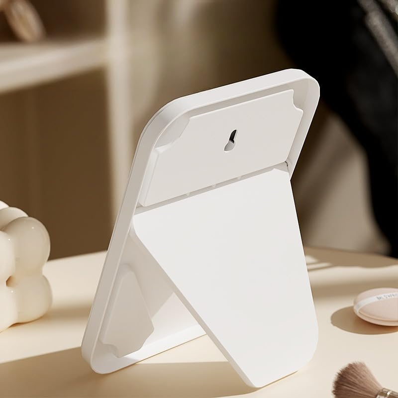 Espejo de Maquillaje Cuadrado Plegable Portátil Blanco miniatura 2
