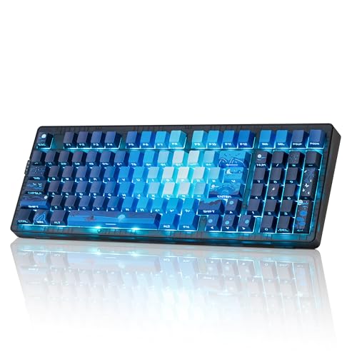 ZORNHER ZH980 Kabellose mechanische Tastatur, 95 % blaue, cremige Tastatur mit Nummernblock, Hot-Swappable Custom Gaming-Tastatur, glänzt durch Farbsublimations-PBT-Tastenkappen, cremig klingende
