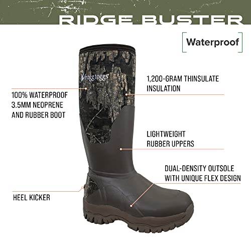 FROGG TOGGS Men's Ridge Buster Waterproof, Insulated Rubber Hunting Boot Neoprene and Thinsulate2
