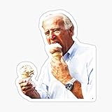 Joe Biden Eating Ice Cream Sticker - Sticker Graphic - Auto, Wall, Laptop, Cell, Truck Sticker for Windows, Cars, Trucks