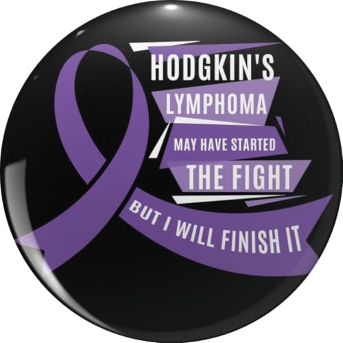 Meaningful Hodgkin's Lymphoma Awareness Gift Started The Fight But I Will Finish It Violet Ribbon Gifts Survivor Metal Lapel Hat Pin Te Tack Pinback 0.75"