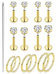 Gold-18G（1.0mm)-Bars:6mm 7mm 8mm-Hinged Clicker Rings:6mm 8mm 10mm