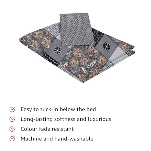 Image of IVAZA Turkish Cotton 280 TC Super Soft Warm Bedsheet Set for Double Size Bed, Durable Double bedsheet with 2 Pillow Cover Black Grey