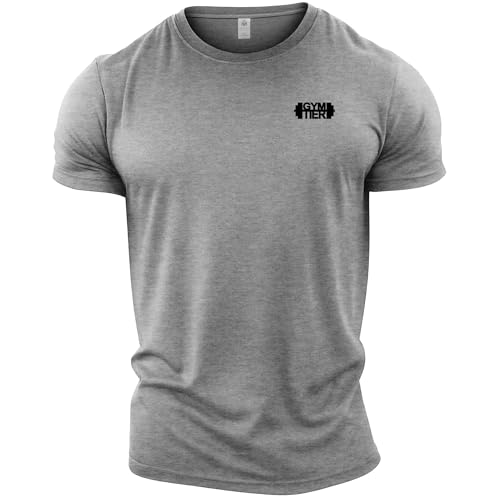 Image of GYMTIER Classic - Men's Gym T-Shirt - Bodybuilding Workout Top, Sport Grey, 5XL