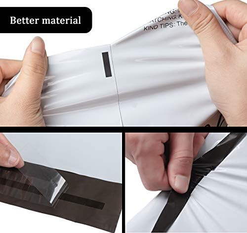 Homewit 60 pcs White Mailing Bags 12 x 16 Inch (300 x 400mm),Tote Convenient Envelopes Poly Mailers with Handle and Thank You Self Seal Packing Packaging Postage Mail Sacks