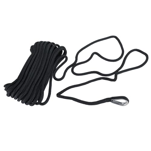 Amarine Made 3/8 Inch 50ft Anchor Rope Double Braided Nylon Dock Lines,2 Pack of Marine Mooring Rope Boat Dock Lines with Thimble-800kg Breaking Strength (Black) by Amarine Made - Used condition - Image 7