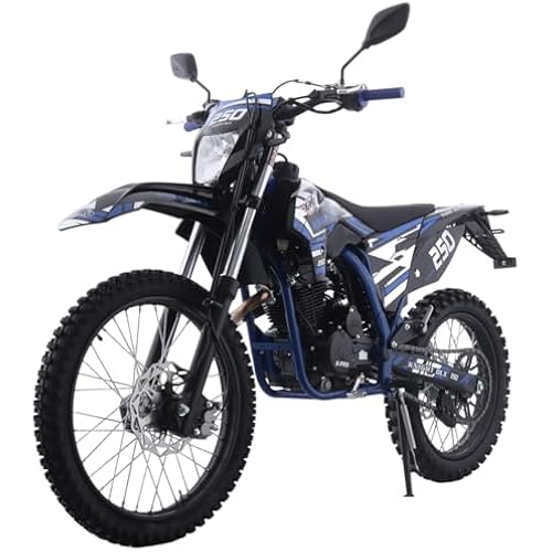 X-PRO Knight DLX 250 Dirt Bike Zongshen Brand Engine with All Lights and 5-Speed Manual Transmission, Electric/Kick Start! Big 21"/18" Wheels! (Blue)