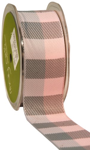 May Arts 1-1/2-Inch Wide Ribbon, Pink and Gray Jumbo Check