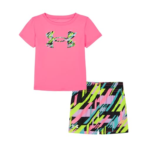 Image of Under Armour Girl's 2-piece Short Sleeve Tee and Shorts Set, Lightweight and Comfortable