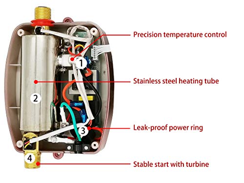 image for Eapmic Tankless Electric Water Heater, 110V 3000W Mini Instant Thermos