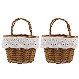 Photo Gallery nuobesty 2 mini cestini: cestino di fiori in miniatura intrecciato a mano con manico - contenitori decorativi in finto rattan per case delle bambole e bomboniere per matrimoni Photo Gallery nuobesty 2 mini cestini: cestino di fiori in miniatura intrecciato a mano con manico - contenitori decorativi in finto rattan per case delle bambole e bomboniere per matrimoni