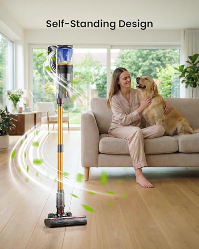 Image of CHEBIO Cordless Stick Vacuum Cleaners for Home, 65KPA 650W 70Mins, Self-Standing Cordless Vacuum Cleaner, Three Suction Modes&LED Touch Screen, Anti-Tangle Brush, for Pet Hair /Hardwood Floors /Carpet