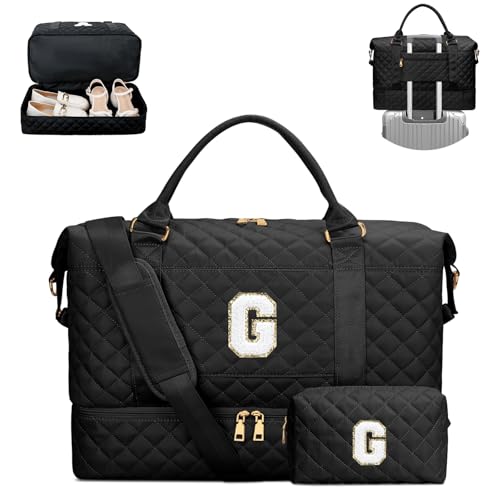 Initial Travel Duffle Bag with Cosmetic Bag