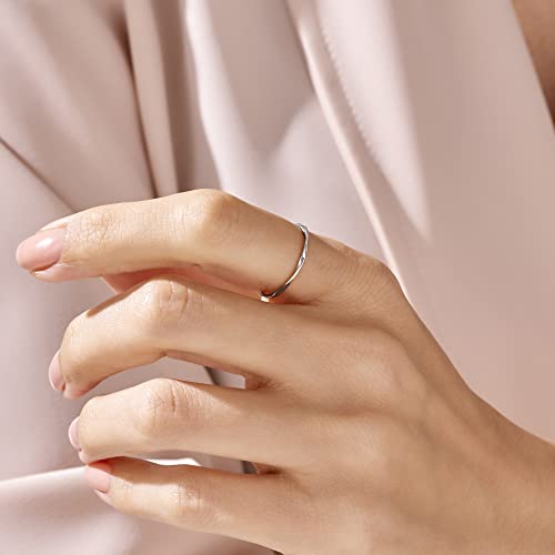 Norm Jewels 14K Solid White Gold Twist Ring | Ultra Thin Stacking Ring For Women | Twisted Stackable Ring | Ring Sizes 2 To 11 (5.5, White Gold) #TOP3