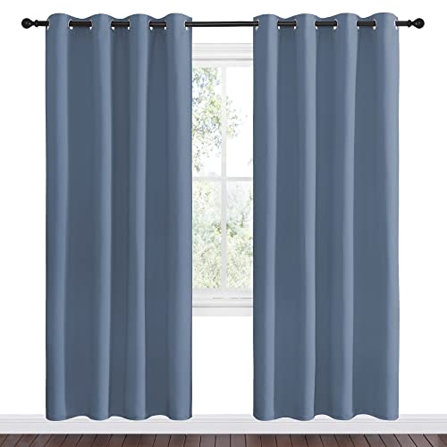 Image of NICETOWN Stone Blue Room Darkening Curtain Panels 78 inch Length for Bedroom Living Room, Thermal Insulated Blackout Draperies for Home Decoration, Total Privacy (55 inch Width, 2 Pieces)