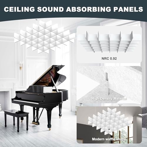 Acoustic Ceiling Panels Sound Absorbing Panels, Square White by LXVOOEE - Used condition - Image 3