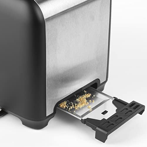 Salter EK4536NERO Nero 2 Slice Toaster, Defrost, Reheat & Cancel Functions, 7 Levels of Browning Control, Wide Slots for Thicker Slices, Bagels & Teacakes, 930W, Removable Crumb Tray, Black/Copper