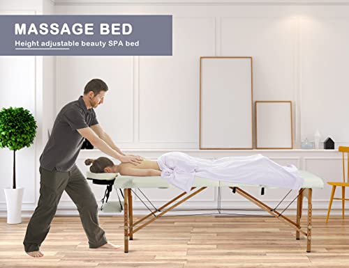 24 In Wide Massage Tables Portable Lash Bed 73 inch Tattoo Table, Height Adjustable Portable Spa Bed, 2 Folding Chiropractic Table w/Carry Case/Face Cradle/Hand Pallet for Travel Physical Therapist