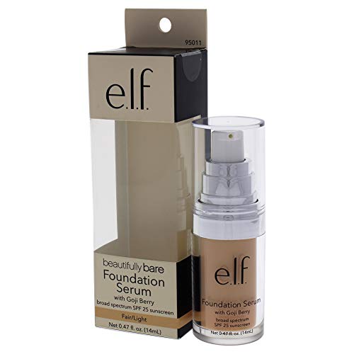 E.l.f. Beautifully Bare Foundation Serum Spf 25, Luminous, Dewy Finish, Minimizes Pores & Fine Lines, Fair/Light, 0.47 Fl Oz (14Ml) #TOP3
