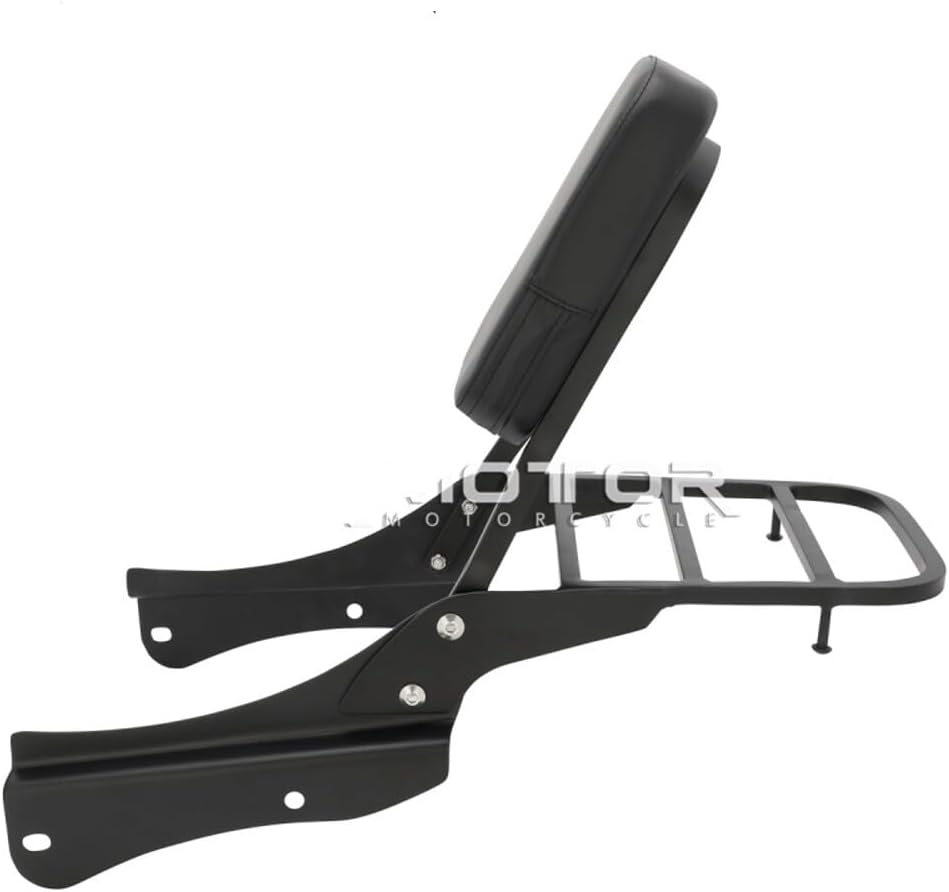 Rear Passenger Backrest Sissy Bar Carrier Luggage Rack Made for Honda Shadow Spirit VT750DC Black Widow Slasher 2001 2002 2003 2004 2005 2006 2007 2008 01-08 Black Chrome (Black)