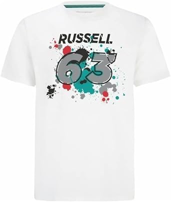 Mercedes AMG Petronas Formula One Team - Official Formula 1 Merchandise Collection - George Russell #63 T-Shirt - White - Size XXL