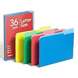 Pendaflex Colored File Folders, 36 Pack, Letter Size (8.5' x 11'), 3 Tabs, Durable Paper, Assorted Colors: Green, Yellow, Red & Blue, Color-Coding for School, Office & Home Document Organization
