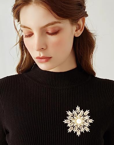 Emegcy Snowflake Brooch For Women Snowflake Rhinestone Brooch Pearl Snowflake Pins Jewelry Gifts For Wife Mom #TOP1