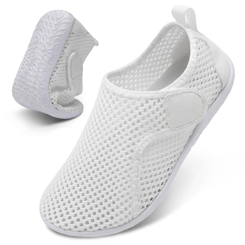 Image of XIHALOOK Quick Dry Water Barefoot Beach Aqua Sport Swim Surf Pool Walking Shoes for Women White, 8-9 Women/6.5-7 Men