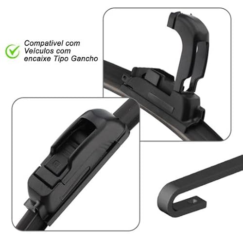 Par Palheta Limpador Parabrisa Dianteiro Carro Silcone Reforçada Encaixe Gancho Compatível com (Gol