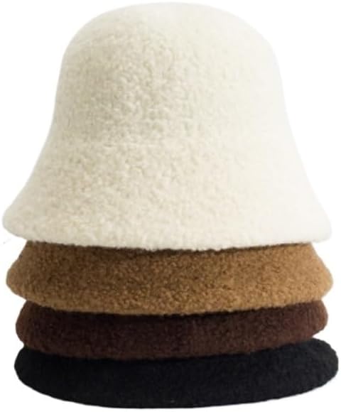 Knitted Lambskin Warm Versatile Fisherman's Hat Windproof Ear Protecting Bucket Hats