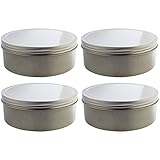 16 oz Silver Shallow Low Profile Metal Tin Containers with Screw Top Twist Lids (4 Pack)