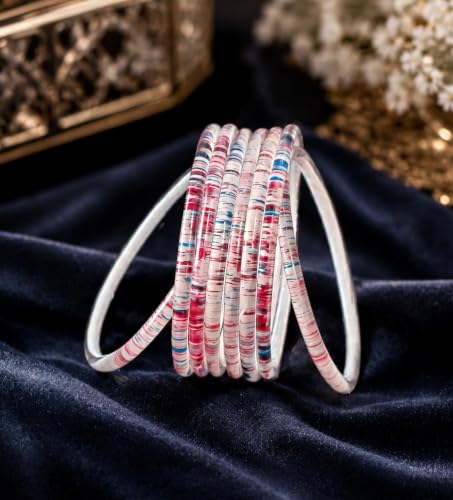 Image of NMII Premium Glass Bangle Set for Women | Multicolor Designer Kangan | Fancy Kanch ki Chudiya | 3D Transparent Chudi Set | Wedding & Festive Occasions Bangles