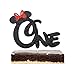 First 1st One Year Birthday Cake Topper - Minnie Mouse Bow Birthday Cake Topper (Black and Red)