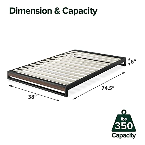 Zinus Good Design Award Winner Suzanne 6 Inch Bamboo And Metal Platforma Bed Frame / No Box Spring Needed / Wood Slat Support, Grey Wash, Twin #TOP1