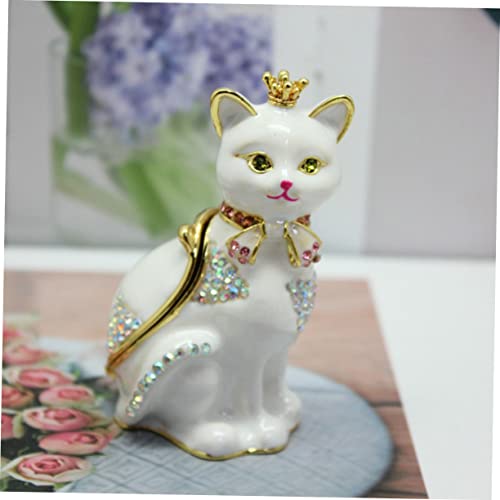 Boîte à bijoux chat en alliage ciselé Cabilock décorative et facile à ouvrir - 7