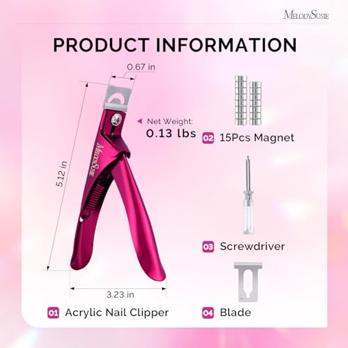 Image of MelodySusie 2Pcs Acrylic Nail Clippers with Magnet Sizers, Plum & Drak Pink