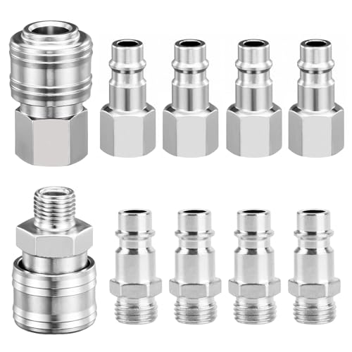 10 Pcs Raccord Rapide Air Comprimé Tuyau Compresseur d'Air Raccord Pneumatique 1/4 BSP, Raccords de Compresseur Européen, Euro Connecteur pour Tuyau de Pneumatique Airs Comprimé Compresseurs