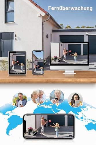 【5MP+360°PTZ】 Jennov Überwachungskamera Set Aussen WLAN, 5MP 10CH NVR und 4Pcs PTZ WiFi Kameras mit Farbe Nachtsicht, 2-Wege Audio, 24/7 Aufnahme, Personenerkennung, Automatische Verfolgung,1TB HDD
