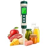Digital pH Meter for Food, pH Tester Probe for Sourdough Bread Dough, Meat, Cheese, Fruit, Cosmetics, Water, Smart Lab pH Test kit Pen with ATC, Temperature Backlit Display for Solids Liquids Soil